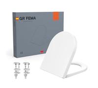 GRIFEMA Tapa WC Universal Premium - UF Resin, Efecto Cerámico, Antibacteriana, No Amarillea - Cierre Suave Silencioso - Liberación Rápida - Fácil Montaje - Tapa Inodoro Forma D [Exclusivo en Amazon]