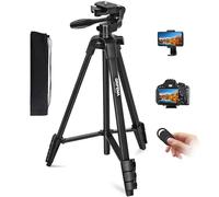 GRIFEMA Trípode Cámara de Movil, 140cm Aluminio Tripode para Movil con Control Remoto Desmontable y Barra Movimiento, Rotación, Flexible, Compatible con iPhone, Android Telefonos, Camara Pequeña