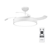 GRIFEMA Ventilador de Techo con Luz y Mando a Distancia, Ventilador de Techo Retráctil Silencioso con Motor DC 30W, 6 Velocidades, Brillo y Color Regulable sin Escalonamientos, Memoria, 107cm GD105