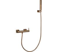 Grifería de Ducha Monomando Toscana | Kit Completo con Mango, Flexo 1,8m y Soporte ABS | Acero Inoxidable, moderno | Modelo BDT064-5 (Oro rosa cepillado)