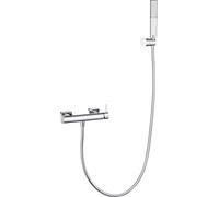 Grifería de Ducha Monomando Toscana | Kit Completo con Mango, Flexo 1,8m y Soporte ABS | Acero Inoxidable, moderno | Modelo BDT064-5 (Cromo)