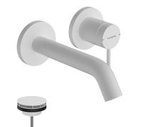 Grifería de lavabo hansgrohe Tecturis S, modelo empotrado para montaje en pared, EcoSmart+, alcance de 165 mm, 73350700, Color: Blanco mate