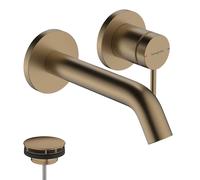 hansgrohe Tecturis S Mezclador monomando empotrado de lavabo para montaje en pared, 165 mm de proyecciÃ³n, 73350, Color: Bronce cepillado - 73350140