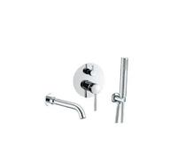 Grifería monomando para bañera fabricado en acero inoxidable y latón de color cromado Jucar de Valaz