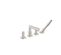 Grifería para bañera de 4 agujeros hansgrohe AXOR Uno, Zerogriff, proyección 152mm, 45444800, Color: Óptica de acero inoxidable