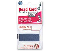 Griffin Cordón de cuentas de seda Perlseide, color azul, tamaño 0 (0,30 mm), 2 metros por tarjeta, aguja de acero inoxidable adjunta, para anudar perlas, piedras preciosas, cristales y cuentas