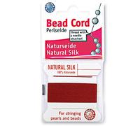 Griffin Cordón de cuentas de seda Perlseide, color granate, tamaño 16 (1,05 mm), 2 metros por tarjeta, aguja de acero inoxidable adjunta, para anudar perlas, piedras preciosas, cristales y cuentas