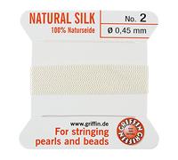Griffin Cordón de perlas de seda de 0,45 mm (n.º 2) blanco 2 m