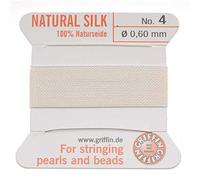 Griffin Cordón y aguja para cuentas de seda, tamaño 4, color blanco