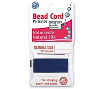 Griffin Perlseide - Cordón de cuentas de seda, color azul oscuro, tamaño 10 (0,90 mm), 2 metros por tarjeta, aguja de acero inoxidable adjunta, para anudar perlas, piedras preciosas, cristales y