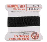 Griffin Silk Beading Cord & Needle Size 4 Jet Black by