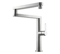 Grifo abatible para fregadero, Grifo monomando for llenado de ollas, montaje en cubierta, caño giratorio modo dual y plegable(Brushed)