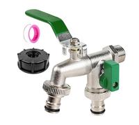 Grifo Agua Con Doble Salida,Adaptador Reforzado Antifugas,Divisor De Manguera 2 Vías Jardinería | Para Riego Flores, Limpieza Suelos, Aseo Mascotas Y Propietarios De Viviendas, Uso