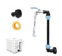 Grifo Agua Cuello Cisne 3/4 Pulgadas, Juego Adaptador Conexión Latón IBC S60x6, Accesorios Barril Lluvia para Deposito Agua 1000 litros, Tanque Almacenamiento, Contenedor, Agricultura, Césped, Jardín