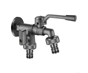 Grifo al aire libre a prueba de congelación de aleación de zinc con dos salidas independientes y válvula de bola grande de 20 mm para un flujo de agua sin restricciones