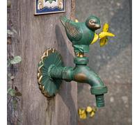 Grifo al aire libre vintage, latón exterior del grifo con bibcock en forma de pájaro, grifo exterior montado en la pared, fauce de agua al aire libre para tubería de agua de 3/8 pulgadas (estilo 2)
