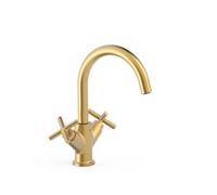 Grifo alto bimando para lavabo con volantes en latón acabado oro mate de MONTBLANC TRES