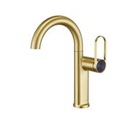 Grifo Alto y Curvo para Lavabo, diseño Giratorio Universal, Acabado Gris Plomo, Mezclador de Agua fría y Caliente para Lavabo de baño, Estilo Moderno.