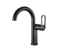 Grifo Alto y Curvo para Lavabo, diseño Giratorio Universal, Acabado Gris Plomo, Mezclador de Agua fría y Caliente para Lavabo de baño, Estilo Moderno.