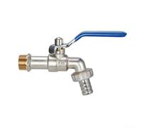 Grifo anticongelante para riego de jardín, válvula de latón de salida única, repuesto compatible con roscas de manguera estándar de 1/2 pulgada y 3/4 pulgadas (azul)
