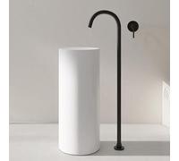 Grifo Bañera Suelo Negro, Cuello de Cisne Oculto Grifo de Pie para Bañera Exenta,negro