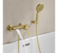 Grifo Bañera y Ducha,con Alcachofa 3 Modos,Grifo Bañera y Ducha Cascada，Mezclador Ducha Grifos Duchas Set Almacenamiento, Soporte y Manguera