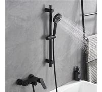 Grifo Bañera y Ducha de Pared 2 Caños Grifo Monomando Pared de 15 Cm Cobre Ducha de Baño,Negro