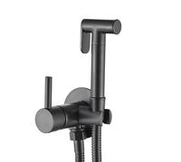 Grifo Bidet Empotrado para WC AQG Taus - Kit Mezclador Monomando Agua Fría y Caliente - Ducha Higiénica con Ducheta Pulsante de Cierre y Flexo Reforzado 1,20 m - Latón Estampado, Acabado PVD Negro