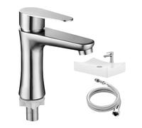 Grifo Bidet, Lavabo en Acero Inoxidable, Grifo de Bidet Monomando con Cabeza Móvil, con Manguera de Conexión de 80 cm, Ideal para Lavabo de Invitados e Inodoro, Ducha Bidet Moderna para Baño