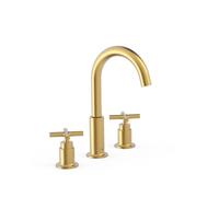 Grifo bimando de batería para lavabo con volantes en latón acabado oro mate MONTBLANC TRES