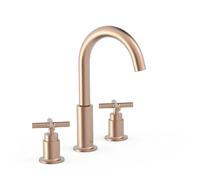 Grifo bimando de lavabo en latón con acabado oro rosa mate MONTBLANC TRES