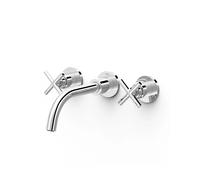 Grifo bimando en batería y empotrado para lavabo de latón cromado MONTBLANC TRES