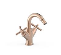 Grifo bimando para bidé con volantes en latón acabado oro rosa mate MONTBLANC TRES