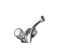 Grifo bimando para lavabo con caño curvo en latón y acabado cromado Basic TRES