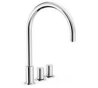 Grifo bimando para lavabo con caño de latón y acabado cromado Study TRES