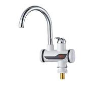 Grifo Calentador de Agua 2500W Grifo de Agua de Calefacción Eléctrica de Doble Uso Frío Caliente Instantáneo Sin Tanque con Pantalla Digital, Grifo de Agua Eléctrico para Enchufe de La UE 220V