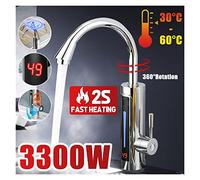 Grifo calentador de agua instantáneo eléctrico de 3300W, luz LED ambiental, pantalla de temperatura, baño, cocina, grifo de calentamiento instantáneo(1500W with control)