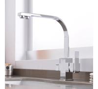 Grifo Cocina 3 Vias Cromado Grifo para Osmosis para Agua Potable Giratorio a 360° Grifo para Fregadero de Cocina con Osmosis con Palanca Doble