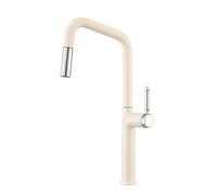 Grifo Cocina Extraible Alto Monomando Rotación de 360° Grifo Fregadero con Ducha 2 Modos,blanco Lechoso