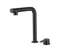 Grifo Cocina Extraible Grifo extraíble for fregadero de cocina de acero inoxidable 304, con elevación oculta, for agua fría y caliente, con doble orificio y una sola manija.(Black)