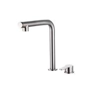 Grifo Cocina Extraible Grifo extraíble for fregadero de cocina de acero inoxidable 304, con elevación oculta, for agua fría y caliente, con doble orificio y una sola manija.(Nickel)