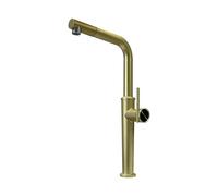 Grifo Cocina Extraible Latón - Rotación 360° Mezclador Torneira Cozinha Monomando, Chorro de Presión y Lluvia, Cartucho Cerámico, para Cocina, Hotel, Restaurante (Oro cepillado)