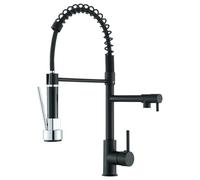 Grifo Cocina Extraible y Extensible, Grifos Fregadero Rociador Extraíble Torneira con Caño Giratorio 360°, 2 Funciones Con Ducha Grifos de Fregadero, Acero Inoxidable, Negro