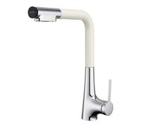 Grifo Cocina, Grifo Cocina Fregadero, Giratorio a 360°, Mixer Hot and Cold Water Pull Out Faucet Kitchen Sink Faucet, Monomando Lavabo (Milky white)