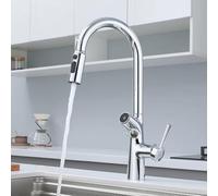 Grifo Cocina Osmosis 3 Vias Extraible Agua Pura Fría y Caliente Giratorio a 360° Grifo 3 Vias Osmosis Latón-Cromado