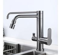 Grifo Cocina Osmosis Gris Grifo de Cocina 3 Vias con 2 Salidas Modo Dual Giratorio de 360° Mezclador Agua Fría y Caliente