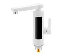 Grifo con calentador de agua, 3000 W, IPX4, calentador eléctrico, grifo con indicador de temperatura legible, giratorio 360°, grifo para cocina, baño (blanco)