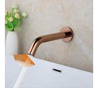 Grifo con sensor sin contacto montado en la pared dorado y negro - Grifo automático manos libres de oro rosa - Lujoso acabado cromado para baños modernos