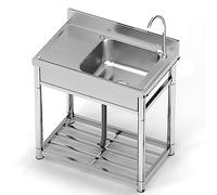 Grifo con unidad de drenaje y estantes de almacenamiento, perfecto para garaje, restaurante, granja, lavandería y cuarto de servicio, solución de ahorro de espacio (100 x 50 x 80 cm)