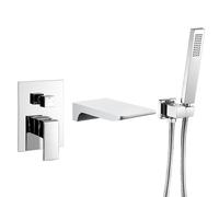 Grifo cuadrado empotrado monomando para bañera con cascada cromado Tajo de Valaz